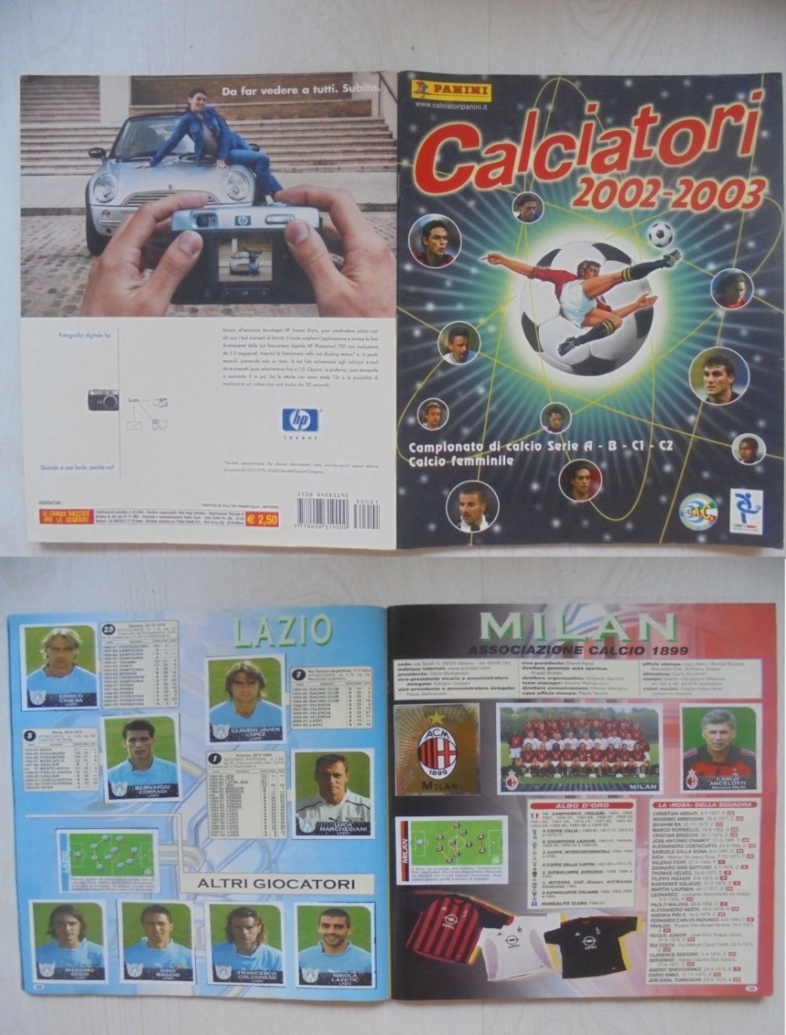 CALCIATORI 2002 2003 '02 '03 ALBUM FIGURINE COMPLETO + AGGIORNAMENTI PANINI ORIGINALE