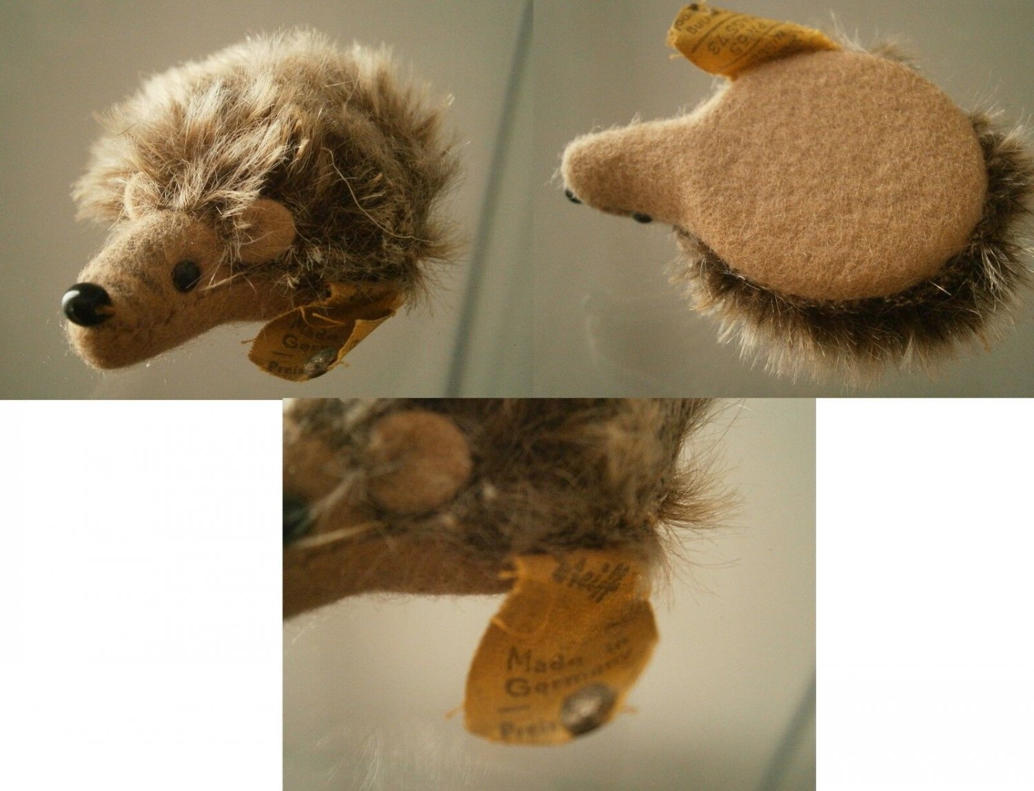 STEIFF JOGGI IGEL HEDGEHOG GERMANY cm 6 ORIGINALE CON BOTTONE anni '60 ORIGINAL