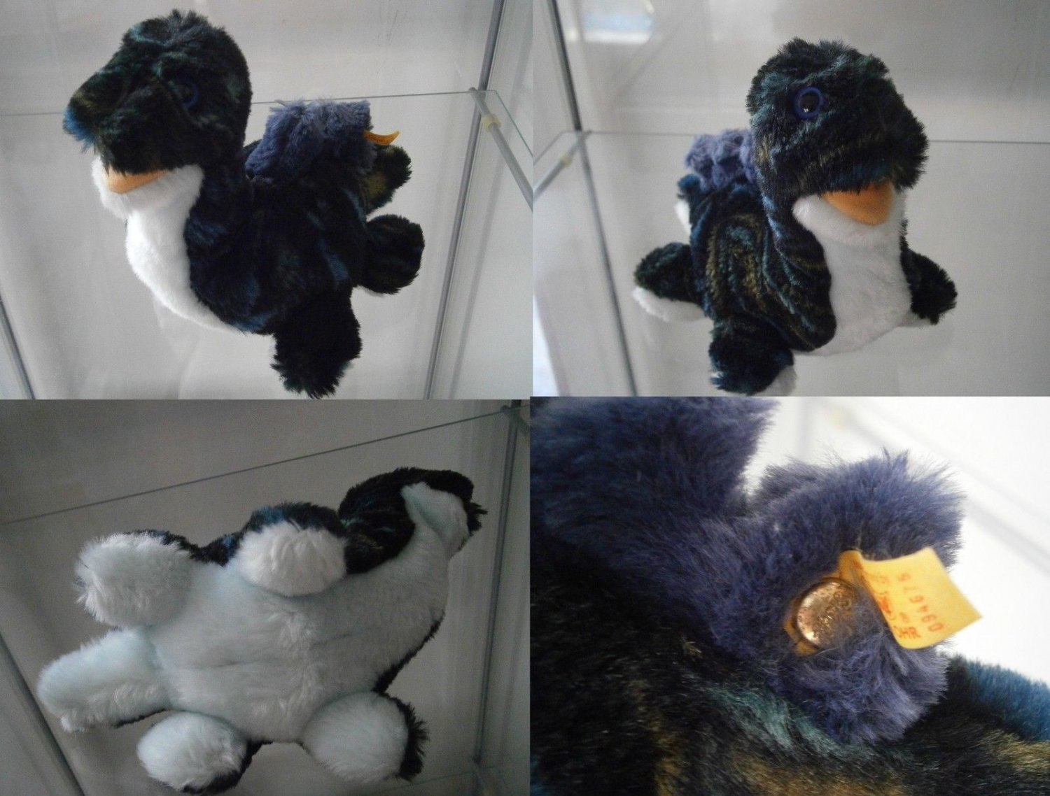 STEIFF GERMANY COSY BABY DINO DINOSAURO 094675 ORIGINALE CON BOTTONE cm 15 SUONA