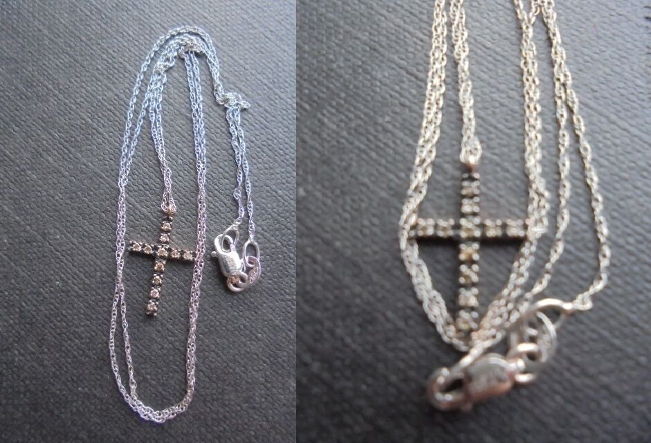 ALFIERI & ST. JOHN NECKLACE WITH CROSS IN WHITE GOLD 18 KT AND DIAMONDS +BOX