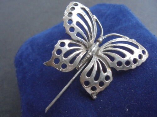 BUTTERFLY BROOCH in SILVER 800 made in Genova Italy 1980s Original in gift box