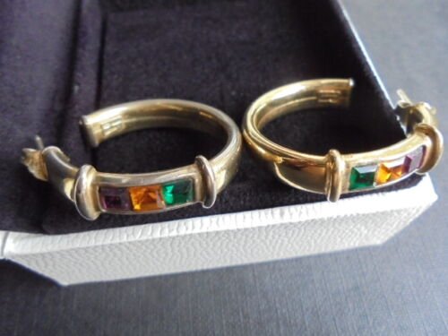 AIROLDI Italy loop earrings in STERLING silver 925 gold plated with SWAROVSKI originals in gift box