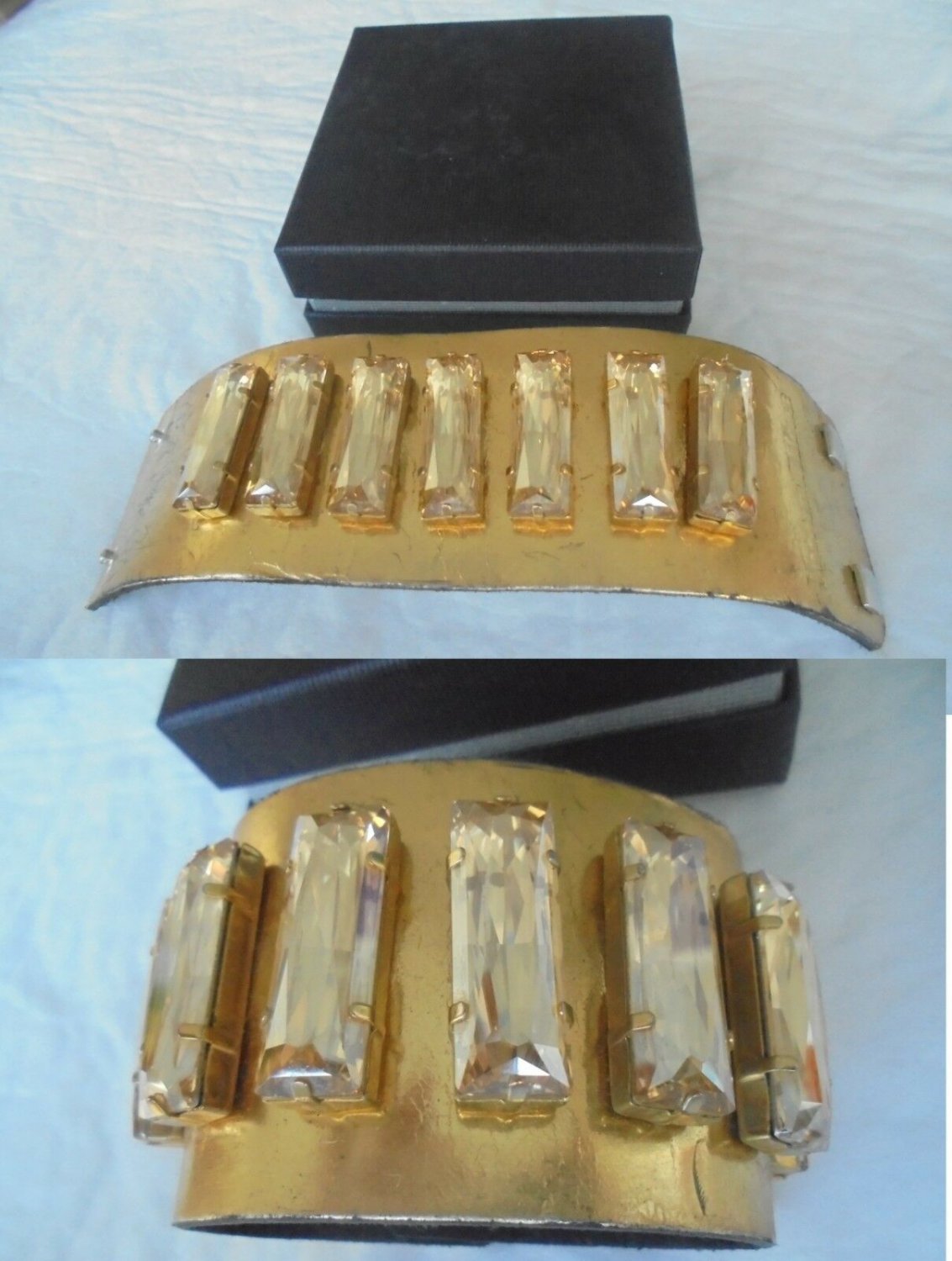 STONE & MORE leather BRACELET model Yes You with 7 big crystals topaz in gift box Original
