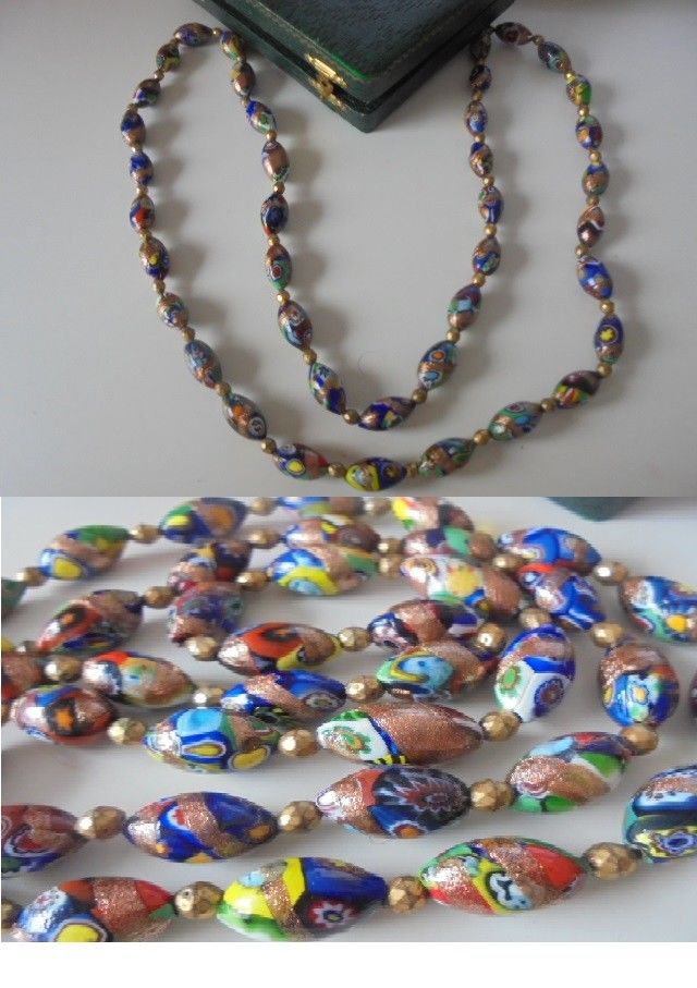MURANO long NECKLACE made with colorfull MURRINE Original in gift box