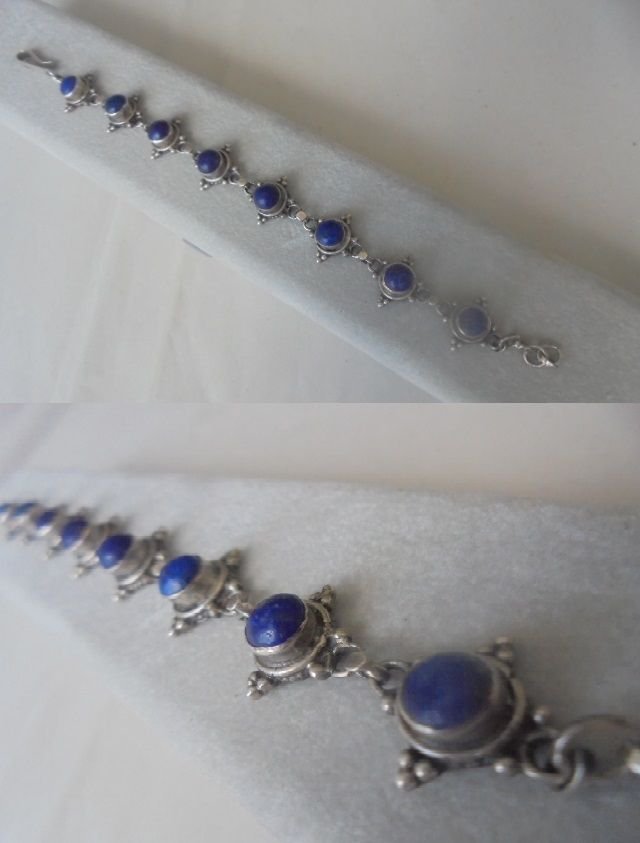 BRACELET in Sterling SILVER 925 with lapis lazuli stones Original in gift box