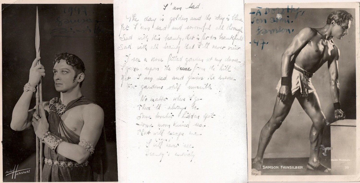 SAMSON FAINSILBER 2 autograph handsigned hand signed AUTOGRAPHS Original 1947