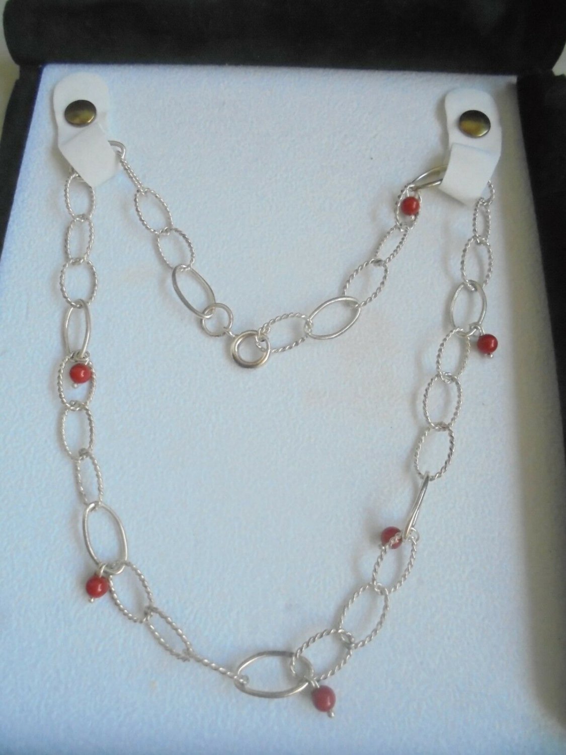 NECKLACE in SILVER sterling 925 and CORAL from the Mediterranean Original in gift box