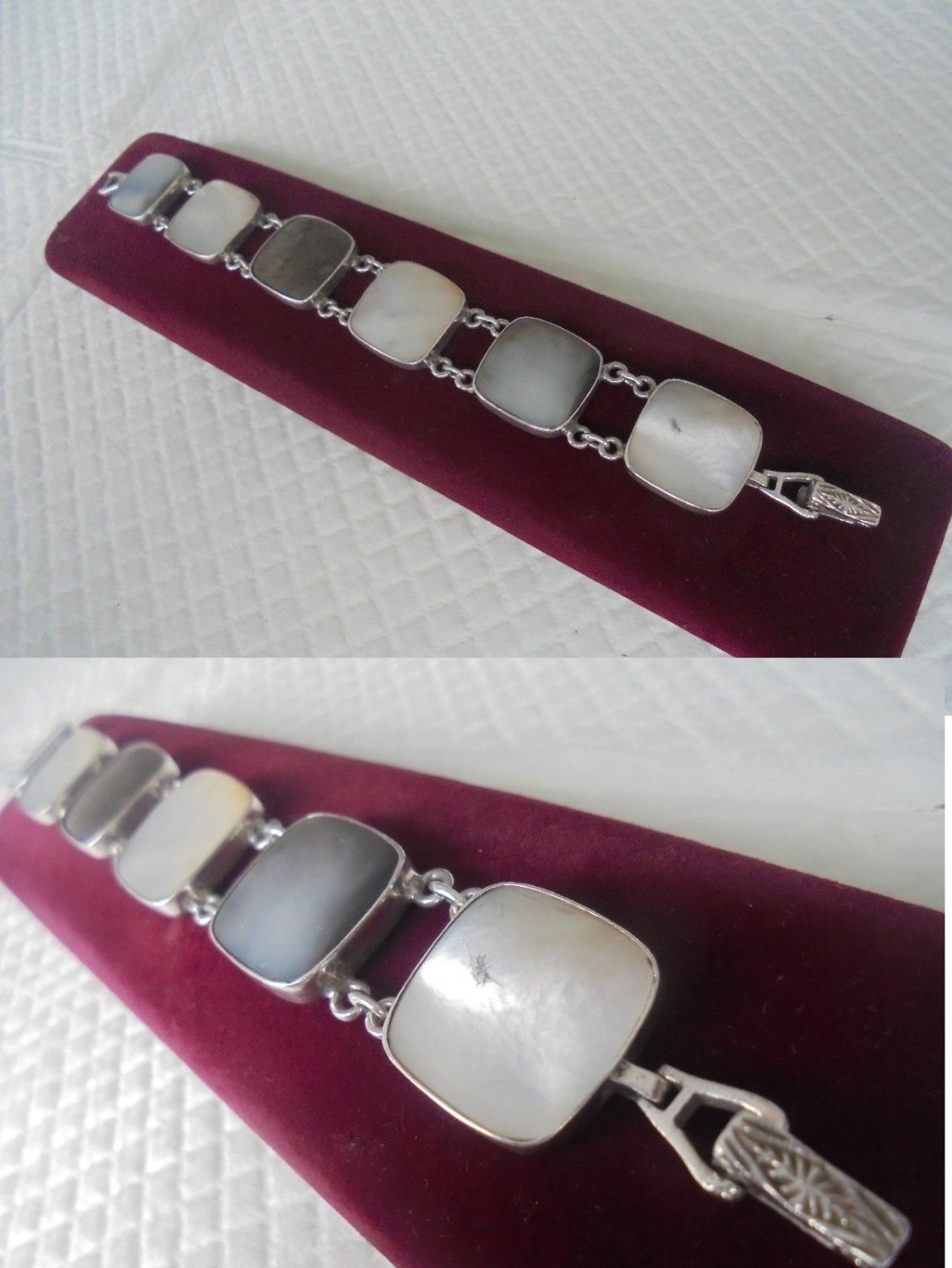 BRACELET in heavy sterling SILVER 925 and mother of PEARL in gift box Original