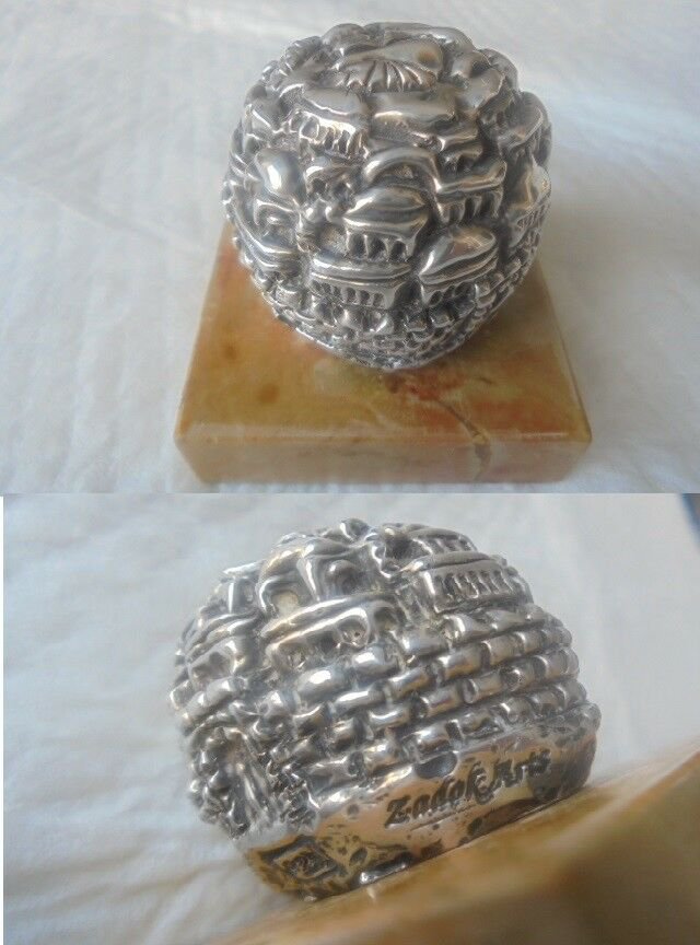 ZADOK ARTS sculpture in sterling SILVER 925 with marble base Jerusalem Original