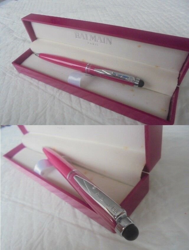 BALMAIN ball pen in steel Laque pink color In gift box Original