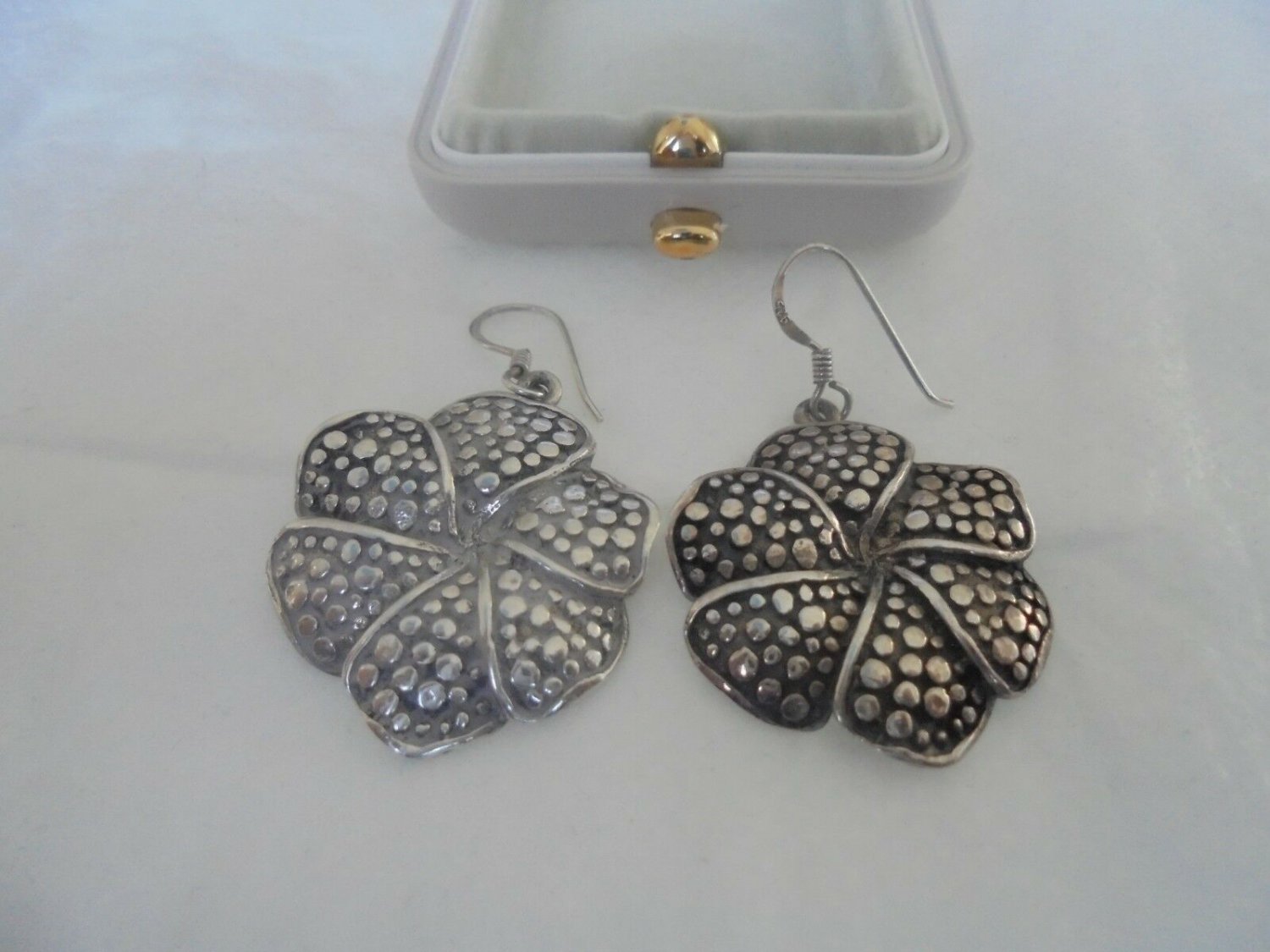 FLOWER pendent EARRINGS in Sterling SILVER 925 Original in gift box