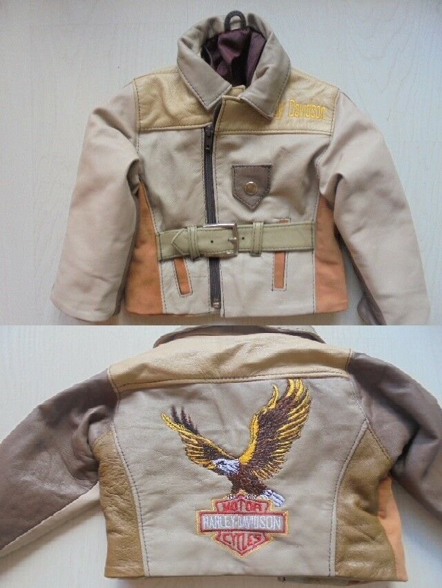 HARLEY DAVIDSON Leather JACKET embroidered for child kid Original