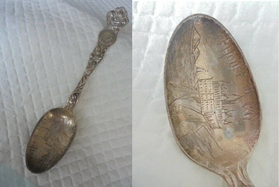 Collectors Spoon in STERLING silver 925 Souvenir of SAN FRANCISCO Cliff House Usa Original 1950s