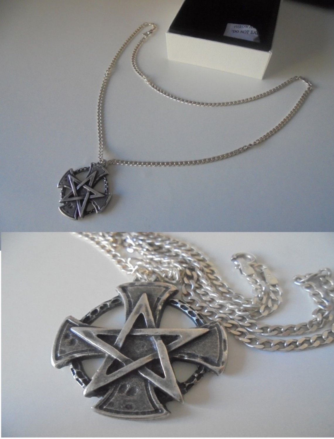 NECKALCE with Star CROSS pendent charm in STERLING silver 925 Original in gift box