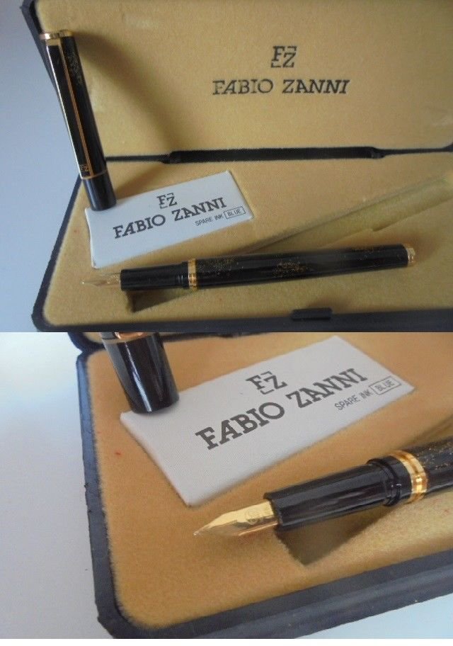FABIO ZANNI ITALY fountain pen lacquè in black color and nib in gold 14K Original in gift box