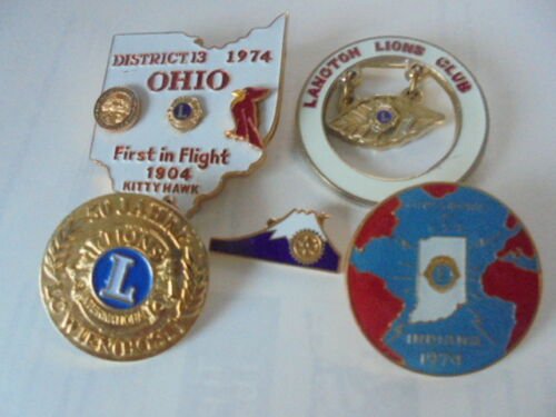 LIONS CLUBS INTERNATIONAL 5 Pins from Vienna, Japan, Usa Originals 1970s