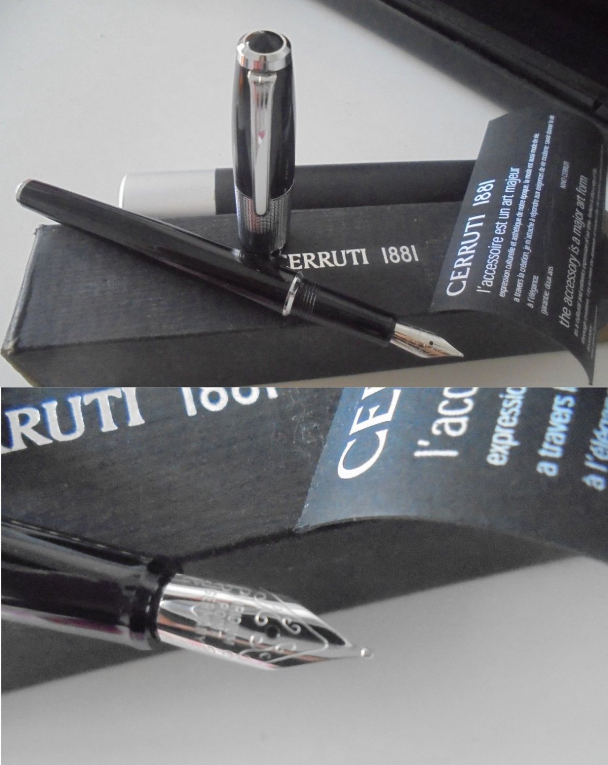 CERRUTI 1881 ITALY fountain pen in black steel Original in gift box + garantee