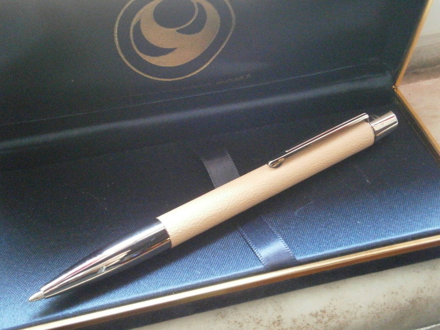 CAMPO MARZIO Italy SLIM ball pen in steel and leather Original in gift box