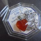 NECKLACE STERLING SILVER 925 with heart pendent agate stone Original +certificate +gift box