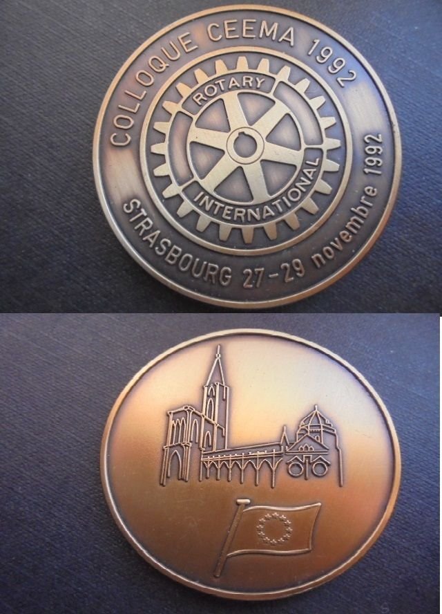 ROTARY INTERNATIONAL BRONZE medal Colloque Ceema Strasbourg 1992 Original