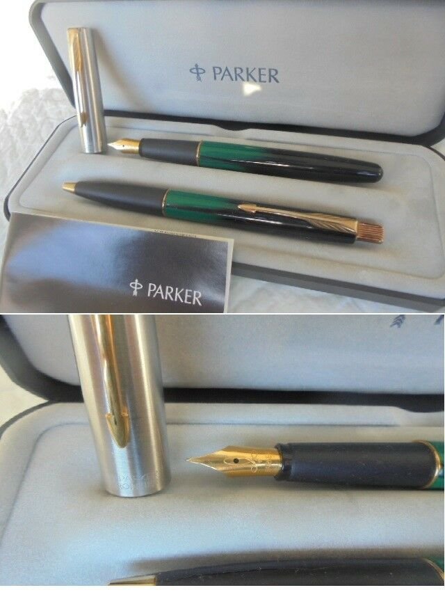 PARKER FRONTIER SET Green fountain pen and ball point pen In gift box with garantee Original