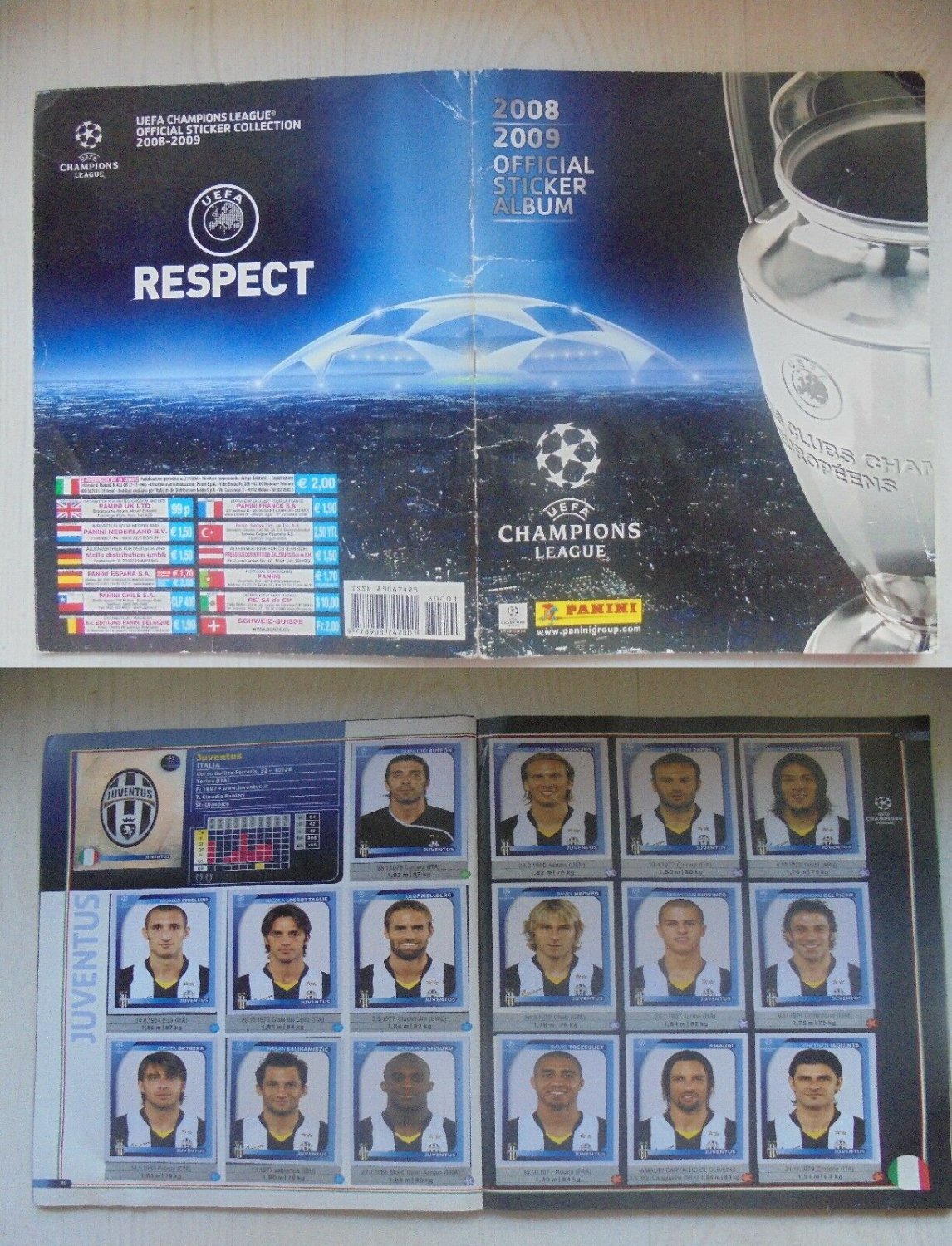 UEFA CHAMPIONS LEAGUE 2008 - 2009 sticker album Panini almost complete -2 stickers Original
