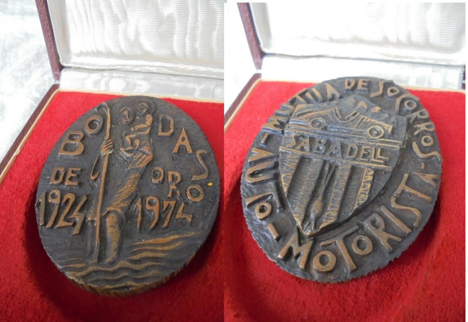 BRONZE MEDAL Saint CHRISTOPHER from Spain Mutua de Soccorros Auto Motorista Sabadell 1974