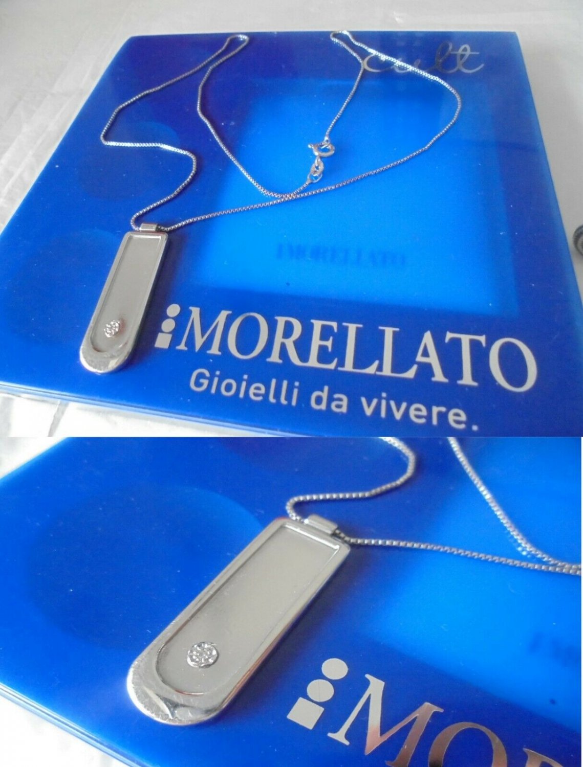 MORELLATO JEWELS ITALY necklace sterling silver 925 +pendent charm Swarovski crystal Original