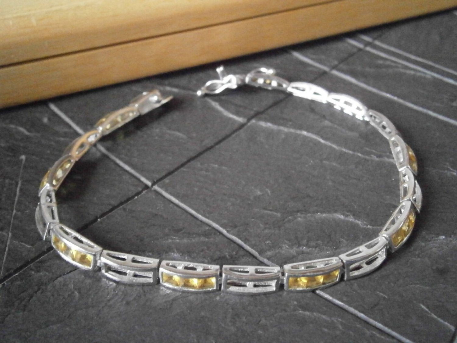 BRACELET in sterling SILVER 925 and yellow SWAROVSKI crystals Original in gift box