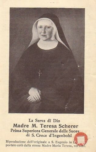 Mother TERESA SCHERER Holy card RELIQUARY with relic ex indumentis Original from 1936 Italy