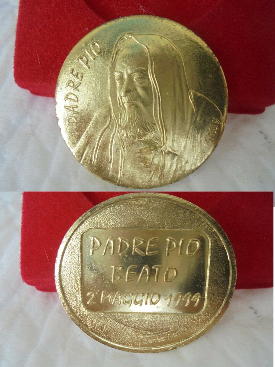 MEDAL for the beatification of PADRE PIO da Pietralcina by Aligi Sassu Original 1999