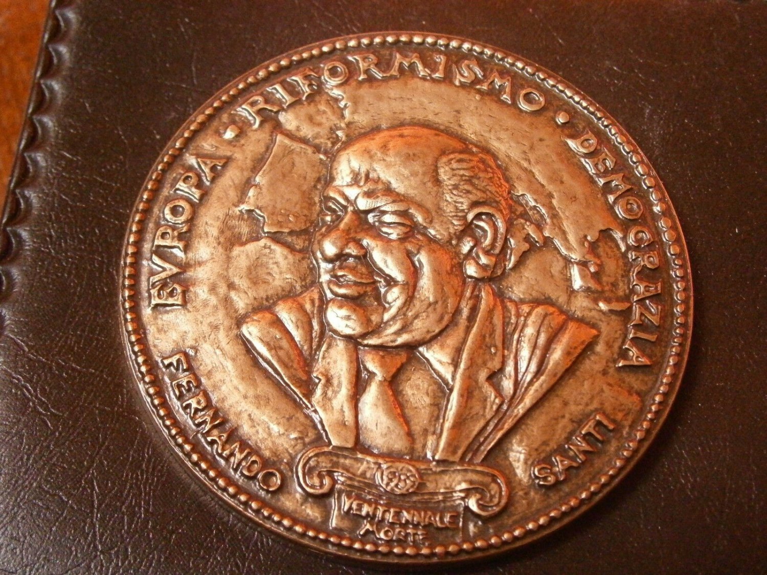 BRONZE medal of FERNANDO SANTI Italian Partito Socialista Socialist party 1989