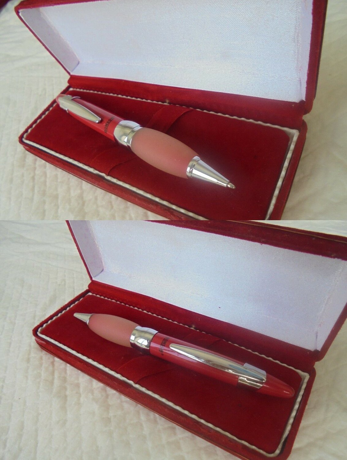 RONSON Ball Pen Red and steel + Box ORIGINAL
