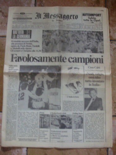 Il MESSAGGERO 12-5-1982 ITALIA 3 GERMANIA 1 Campioni del Mondo Soccer World Cup newspaper