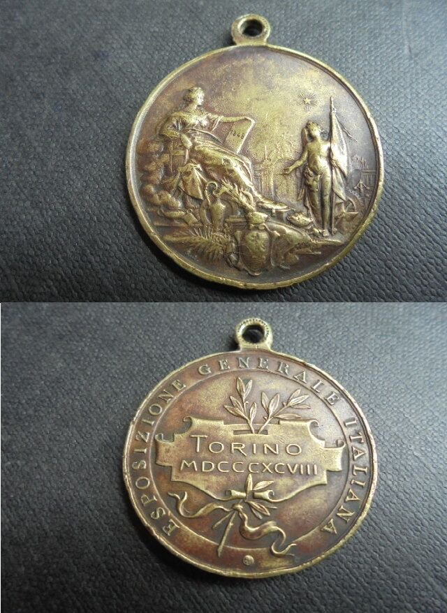 BRONZE MEDAL Esposizione Generale Italiana TORINO Italy Original 1848 Johnson engraver Stefano