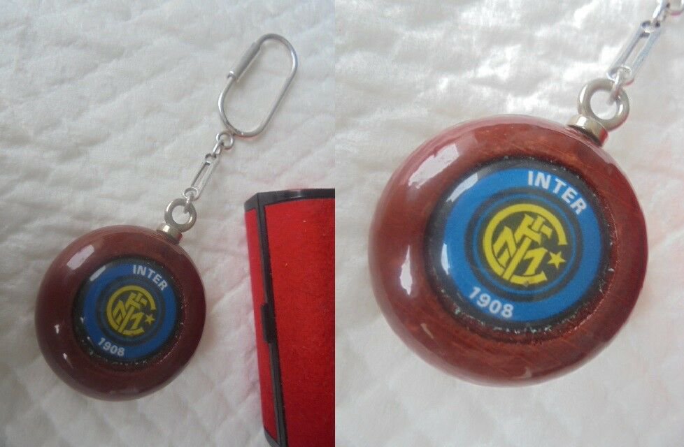 INTER CALCIO soccer team KEYCHAIN in sterling silver 925 and wood