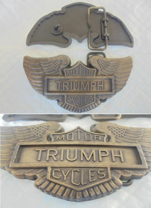 Metal belt buckle TRIUMPH MOTOR CYCLES original from 1980s Motorcycle