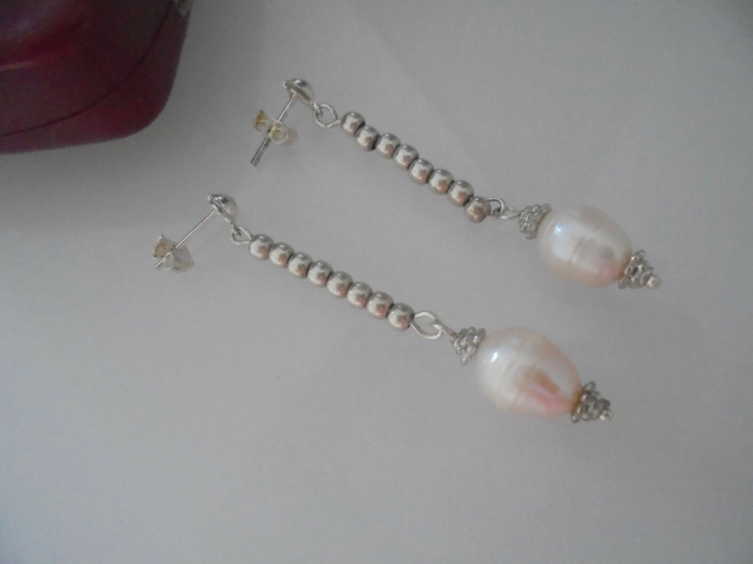 Dangle EARRINGS in sterling SILVER 925 and PEARLS Originals in gift box