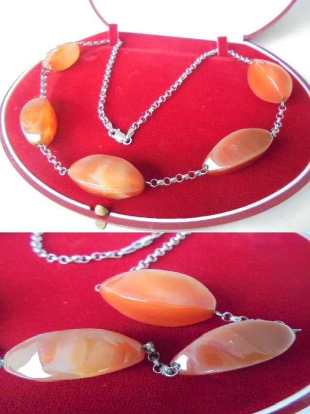 NECKLACE in sterling SILVER 925 and CARNELIAN stone Original in gift box