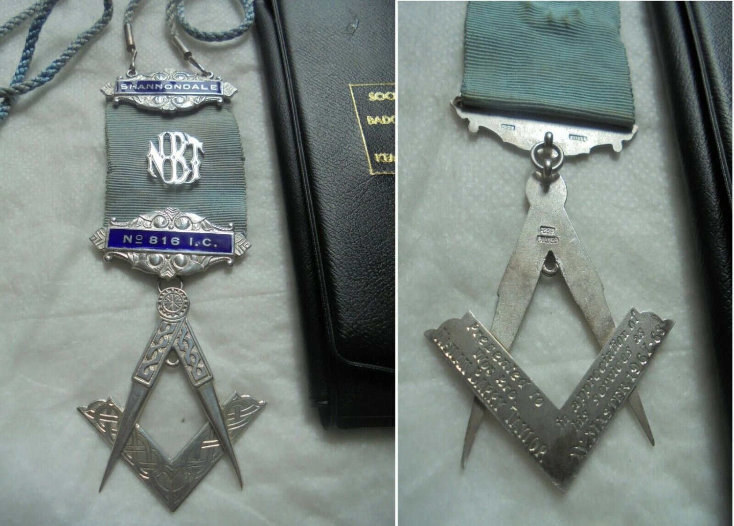 MASONIC Medal in SILVER 800 Grand Lodge of SHANNONDALE Zambia 1968 Freemasonry Original