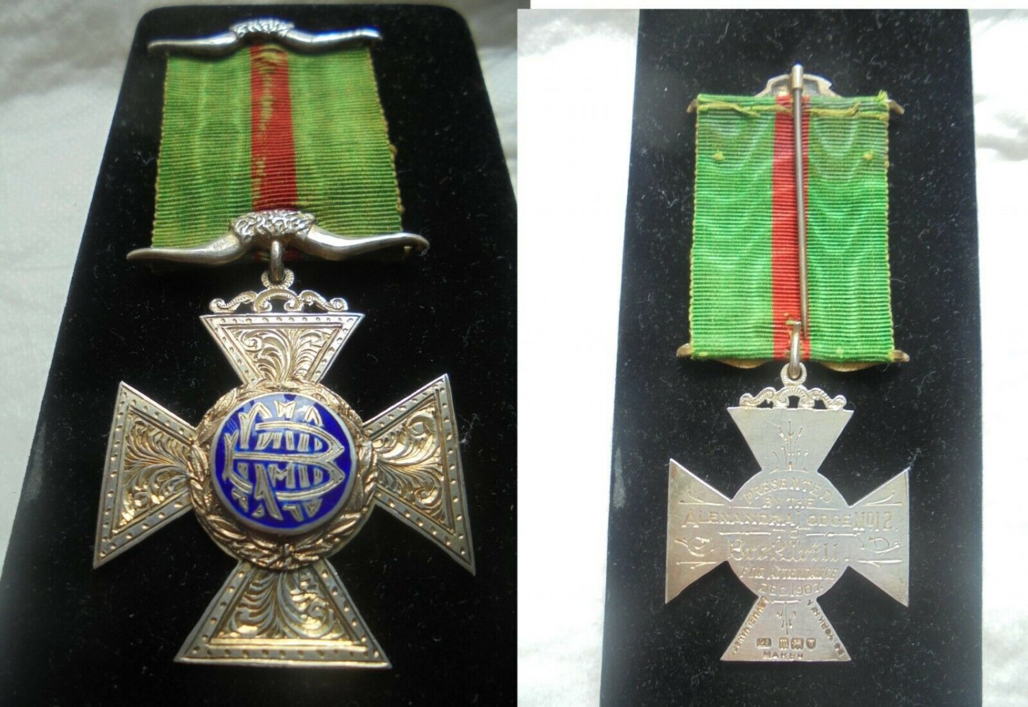 MASONIC BADGE pin in SILVER 800 Alexandra Lodge 12 England United Kingdom In box