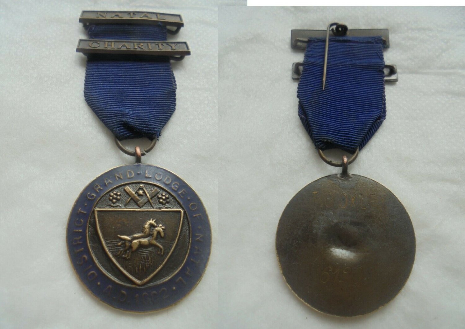 Bronze MASONIC Bardge pin Grand Lodge of Natal SOUTH AFRICA Original 1972 Freemasonry