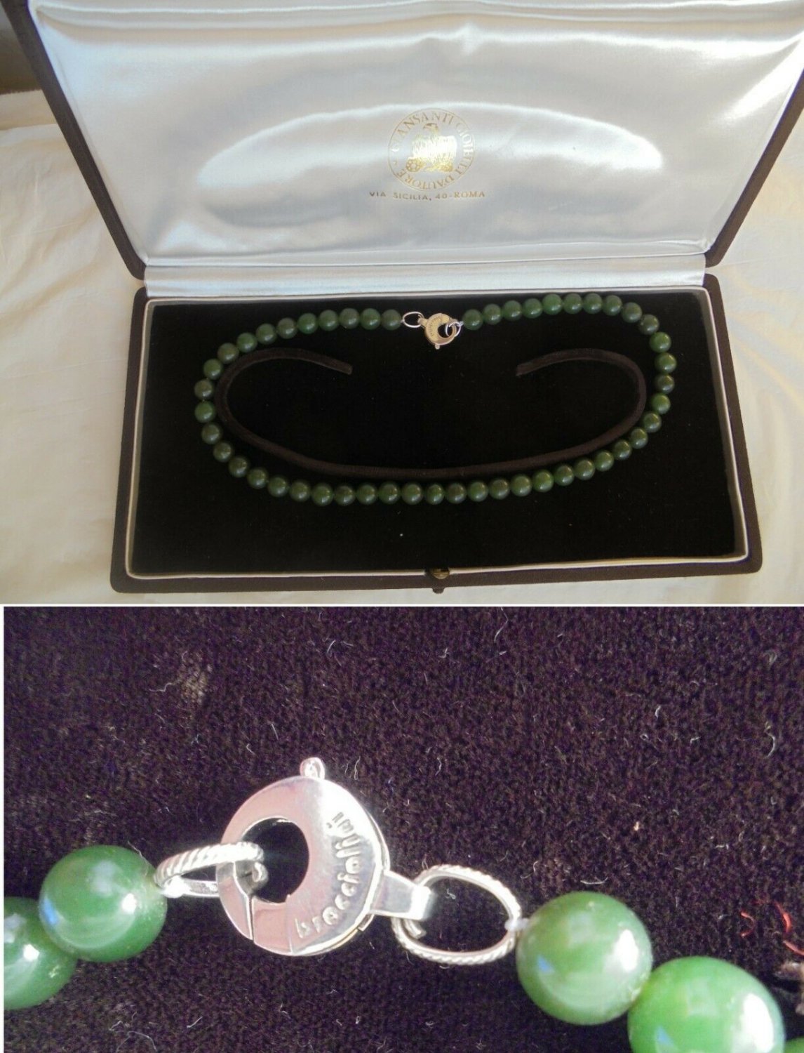BRACCIALINI Jewels Made in Italy real JADE NECKLACE and silver 925 Originale in gift box