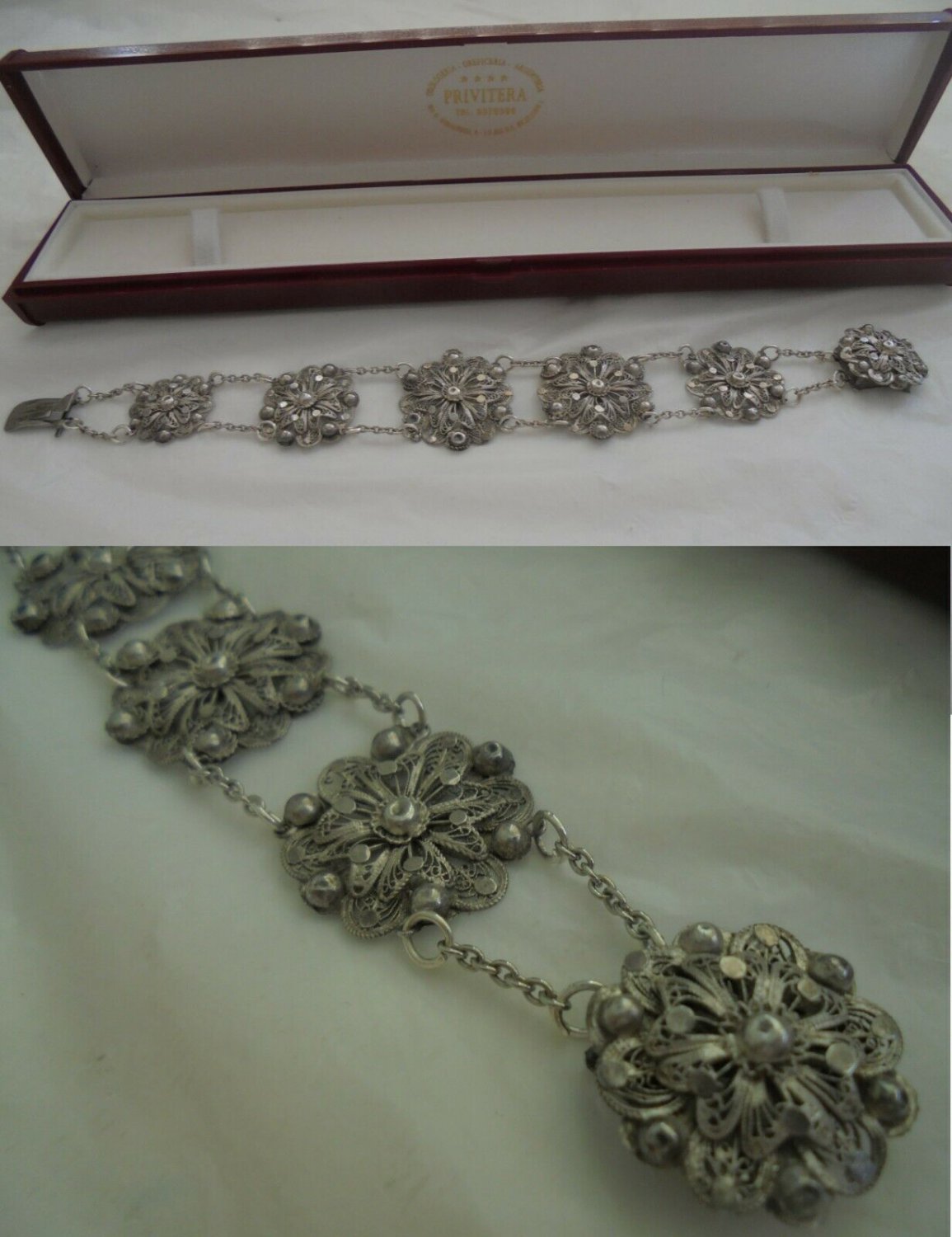BRACELET in SILVER 800 FILIGREE Made in Italy Original 1960s In gift box