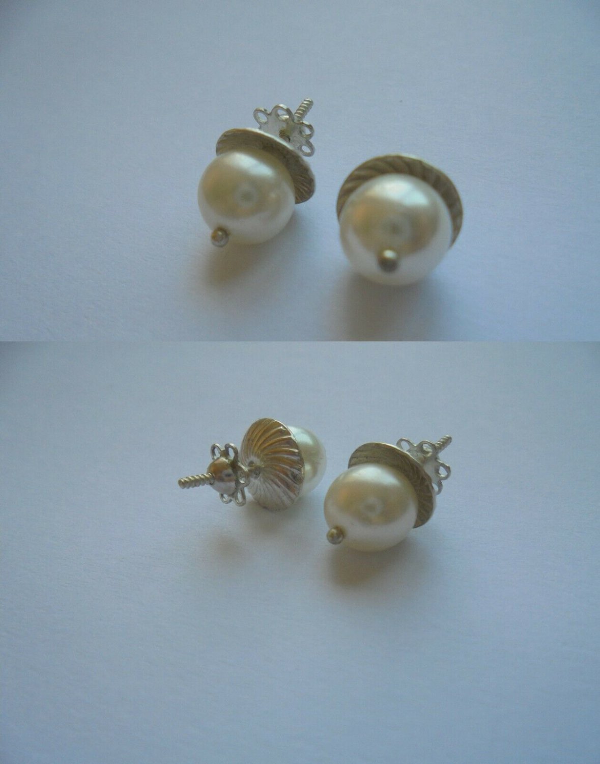 PEARL EARRINGS in SILVER 800 Made in Italy Vicenza Originals 1960s