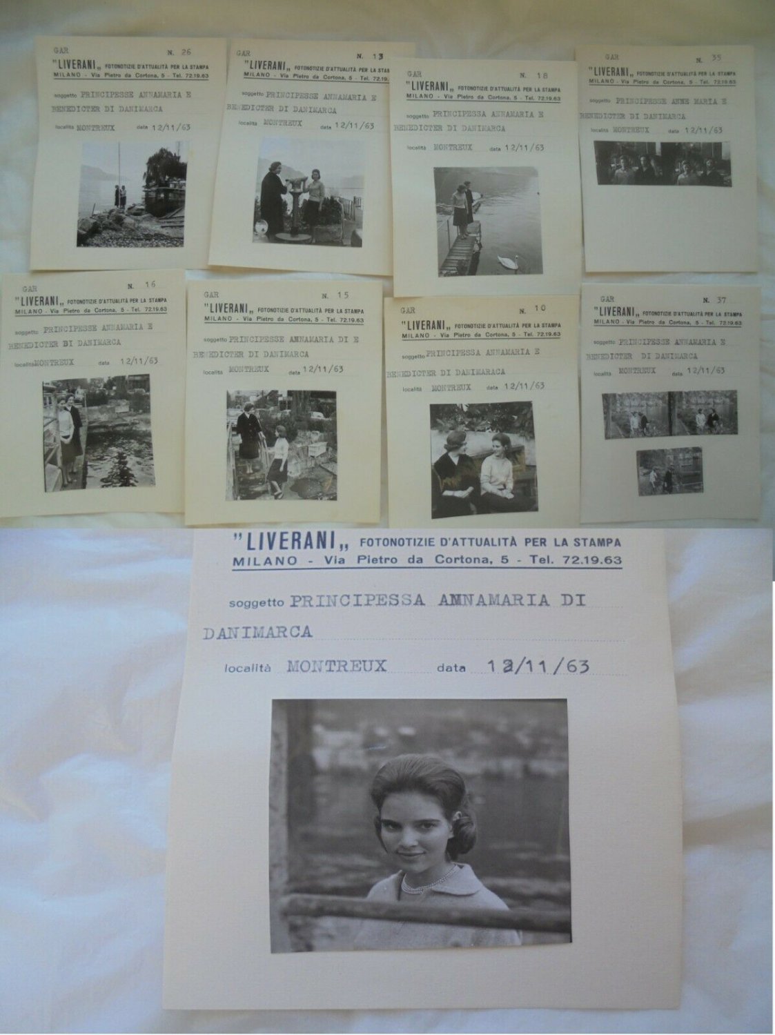 80 Original PICTURES and NEGATIVES photos of Princess Anne Marie and Benedikte of DENMARK 1963