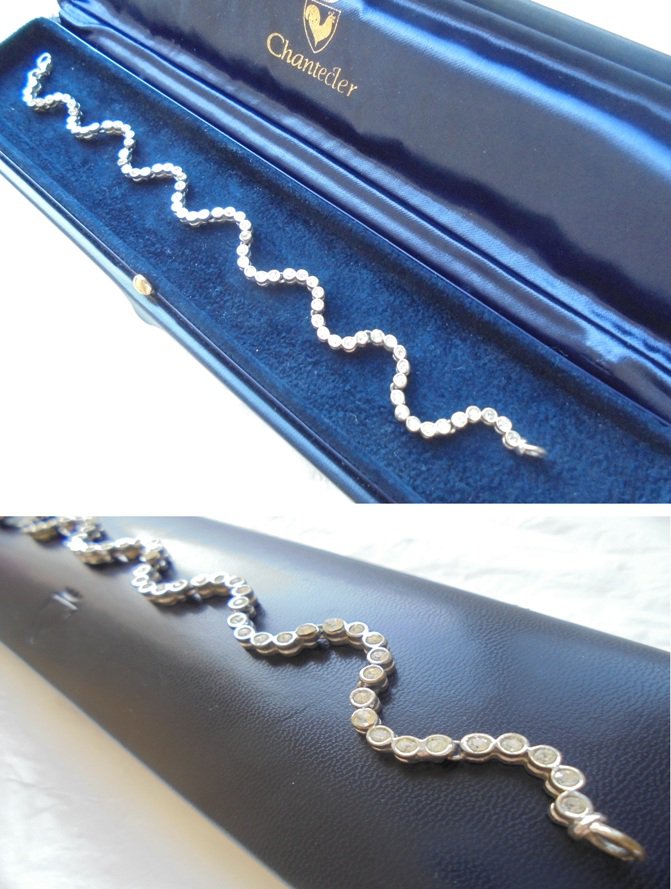 BRACELET in sterling SILVER 925 and SWAROVSKI white crystals Snake design In gift box