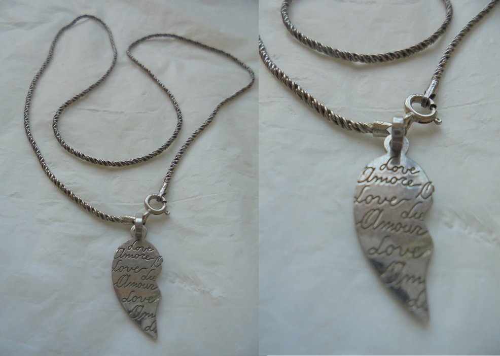NECKLACE in SILVER STERLING 925 with heart pendent Love in sterling silver 925 In gift box