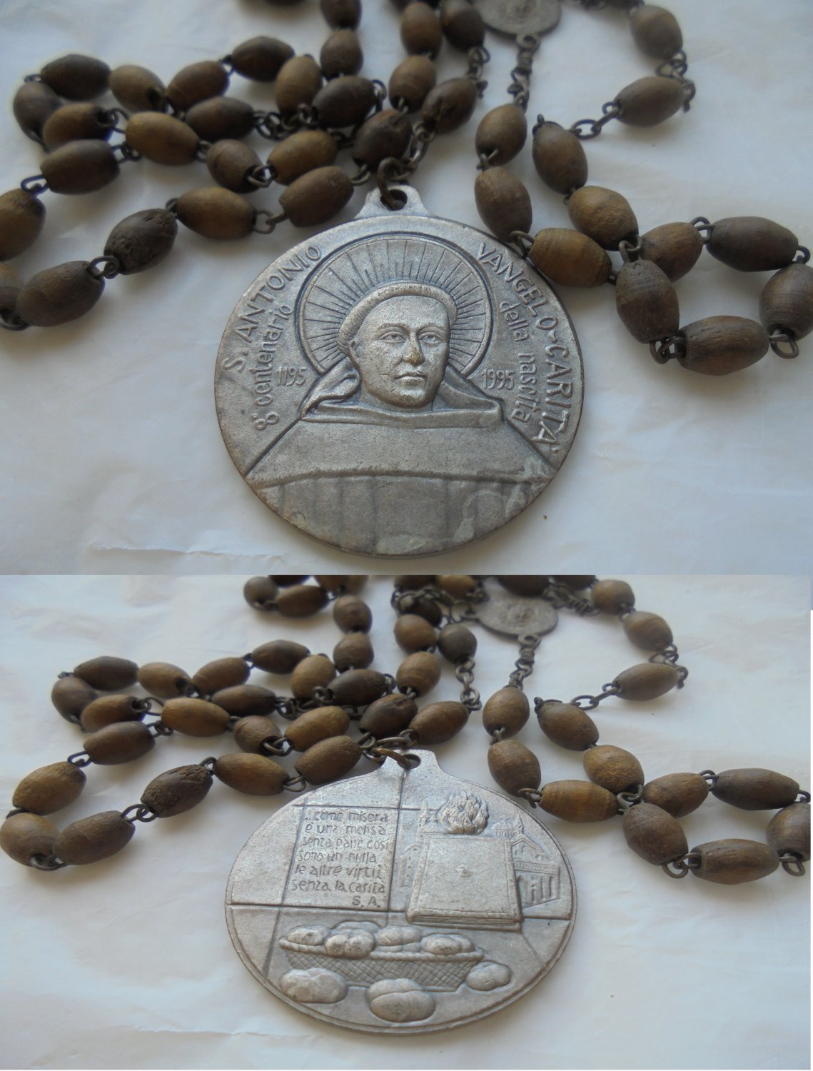 Praying rosary SAINT ANTHONY of PADOVA Sant'Antonio for 700 years from birth Original 1295 - 1995