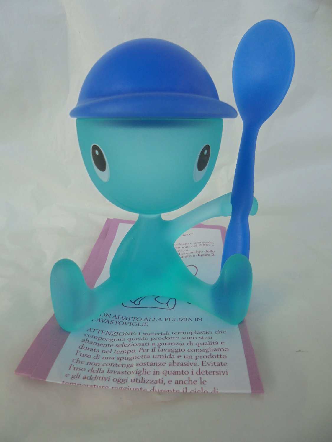 ALESSI SET egg stand with salt shaker and spoon New Made in italy Design Giovannoni
